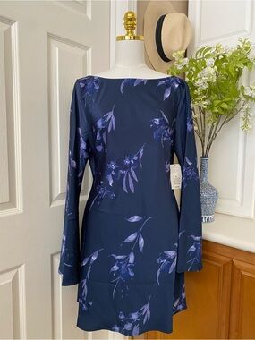 a new day Navy & Purple Floral Long-Sleeve Shift Dress